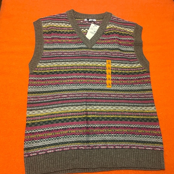Zara wool blend rustic multicolored whimsical jacquard V-neck sweater vest NWT - Picture 2 of 9
